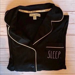 Rae Dunn Sleep Pajama Short set short sleeves cream white piping NWT so …
